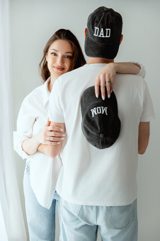 Mum-to-be during a maternity session in the studio